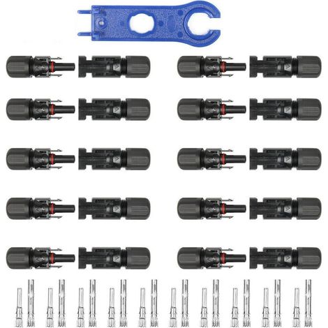 FLITI Packung mit 10 Paar MC4-Solarpanel-Steckverbindern - Wasserdicht - Hocheffizient - Stecker und Buchse - Photovoltaik-Komponenten - Kupplung für Kraftwerke, Gärten und Terrassen (1/4)