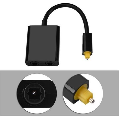 Répartiteur fibre optique Toslink - Connecteurs or 24 carats Faible perte signal - Audio numérique - Noir (1/5)