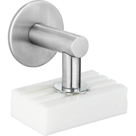 Porte-Savon magnétique Turbo-Loc Mat, Porte-Savon pour Le Mur, Fixation sans percer de Trous par Tampon adhésif, adhérence fiable, Acier INOX, 4,5 x 4 x 7 cm (1/5)