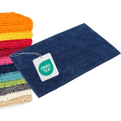 WOHNDIRECT tapis de bain PARIS - 1 pièce 70x120 cm, Bleu foncé
