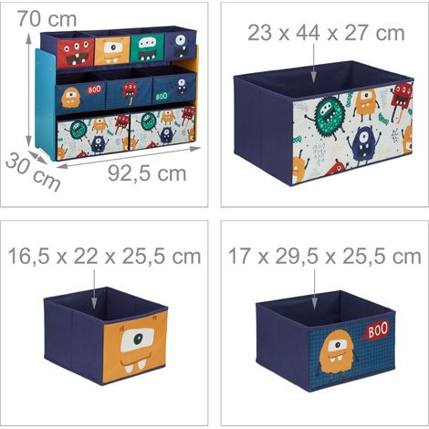 Commozione di stoccaggio pratica camera per bambini 70 x 30 x 80 cm motivo mostri in tessuto multicolore 130011723