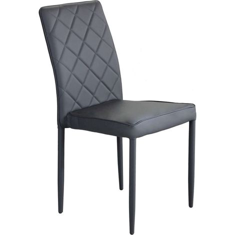 Sedia impilabile da interno con struttura in acciaio rivestita in ecopelle Skin -  DarkGrey