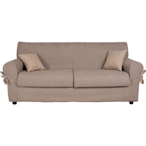 Divano 3 posti in tessuto sfoderabile imbottito VERONA 200 cm GRIGIO bordino CHIARO (1/4)