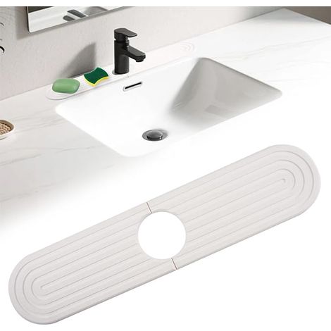 Alfombrilla absorbente de diatomeas para grifo (40 x 10 cm), para secar fregaderos, antisalpicaduras y absorbente para grifos de cocina. (1/5)