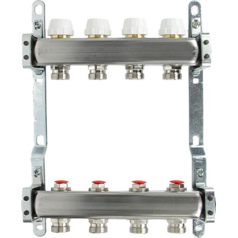Collecteur plancher chauffant 4 circuits 1’’ acier inox