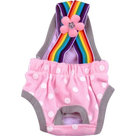 Culotte Sanitaire Chien Femelle - Coton Respirant - Bretelles Élastiques avec Bouton Pression - Lavable et Réutilisable - Pour Chiens Moyens et Petits - 1 Pièce (1/5)