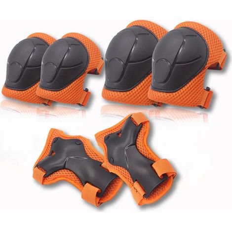 Knieschoner Set, Schutzausrüstung Set mit Knieschoner für Kinder, Jugendliche, Erwachsene, für Rollerblading, Skaten, Skateboard, Roller usw(Orange) (1/5)