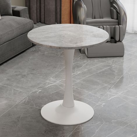 Couchtisch 77.5x77.5x15.5 cm Grau/Weiß aus Kunstmarmor mit modernem minimalistischen Design (1/5)