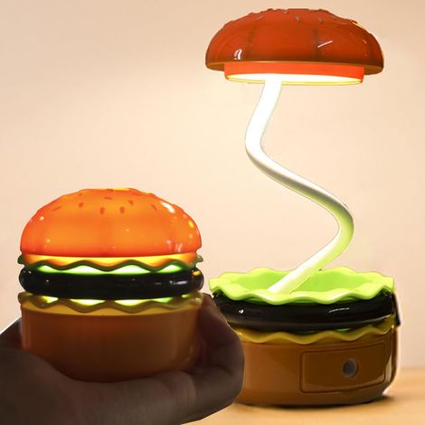 Lampe de bureau mignonne en forme de hamburger pour enfants, veilleuse réglable pour chambre d'enfant et décoration de chambre, éclairage d'ambiance pour chambre de garçon, décoration de bureau amusan (1/5)