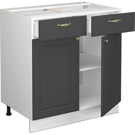 Mobiletto base per cucina Fame-Line, Antracite-oro, 80 cm , PL Marmo, Vicco