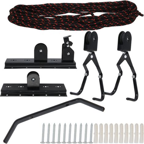 Irovami Support de plafond pour vélo, système de levage, rangement mural pour vélo, crochet de toit, poulie de levage (1/5)
