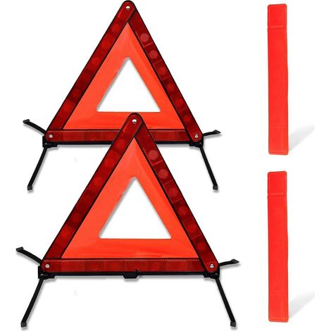 Warndreieck 2 Stück mit Aufbewahrungsbox, faltbar, für Pannenhilfe, schnell aufstellbar (1/5)