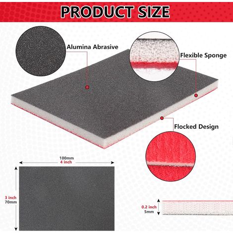 Éponge de Ponçage 32PCS, Bloc de Mousse Abrasive Flexible, Grains 1000, Tampons Abrasifs Lavables et Réutilisables pour Bois, Métal, Meubles, Mur (70x100mm)
