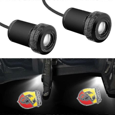 Lot de 2 projecteurs de logos pour porte de voiture, pour Fiat 500 Punto Abarth Stilo, éclairage de courtoisie pour porte intérieure de voiture, éclairage de bienvenue Abarth (1/4)