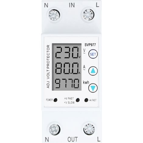 Dispositif de protection contre les surtensions, de surveillance du courant et de l'alimentation avec rétroéclairage, 230 V CA, 50/60 Hz (1/5)