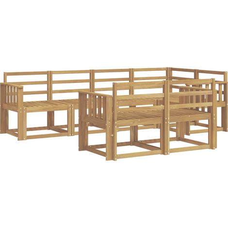 Outdoor Sofa Set 7 pcs White Solid Acacia Wood vidaXL (1/5)
