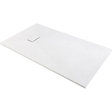 Odyssea – Receveur de douche à encastrer 180x80 cm – SMC blanc – Antidérapant classe C – Écoulement excentré 90 mm – Recoupable – Adapté PMR