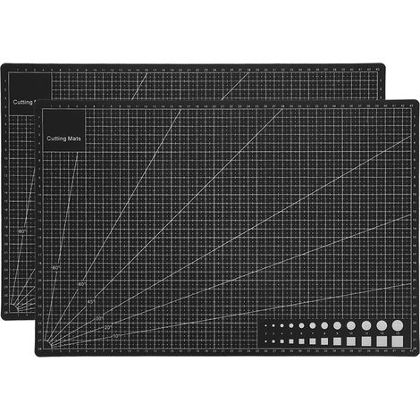 Tapis de découpe A3 noir x2, planche de coupe avec règle graduée, pad pour tampon, gravure et bricolage (1/5)
