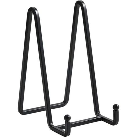 Support en fer 15 cm, coloris noir, lot de 2, chevalet pour cadre photo et assiette (1/4)