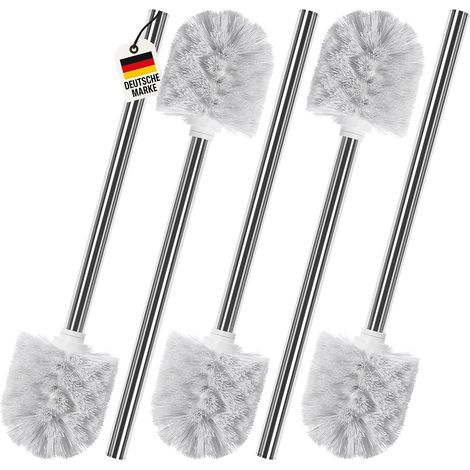 Lot de 5 brosses WC universelles avec tête de brosse de rechange - Blanc - Diamètre : 7,8 cm - Interchangeables (1/5)