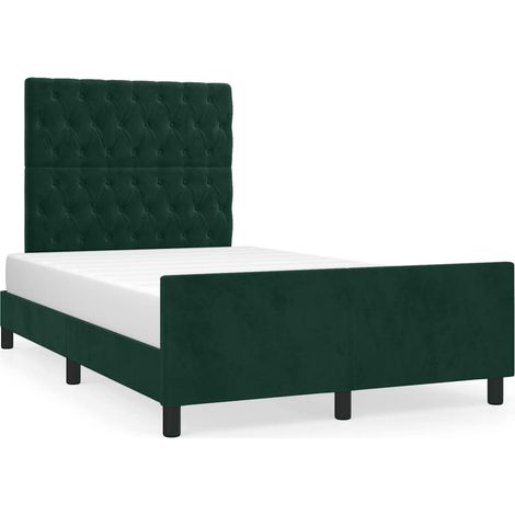 Lit double  Lit adulte  Cadre de lit sans matelas vert foncé 120x190 cm velours (1/5)