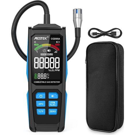 Portable combustible gas leak detector, natural gas leak tester, portable gas concentration analyzer, with temperature test and audible and visual alarm functions (1/5)