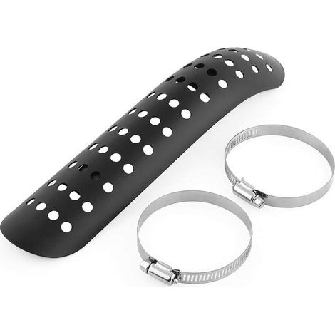 Bouclier Thermique de Moto, Pare Chaleur Cache de Silencieux D'échappement De Moto Housse Heel Cache d'Isolation Thermique du Tuyau d'Echappement pour Moto(Black). (1/5)