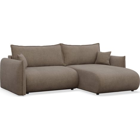 Selsey CUSHI – Canapé d'angle convertible, angle à droite, chenille marron clair (1/5)