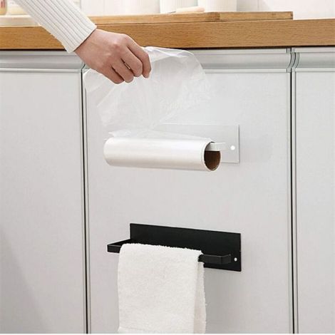 Support Rouleau Papier - Acier Inoxydable 304 - Fixation Adhésive Sans Perçage - Noir Mat - Longueur Max 26,5 Cm (1/4)