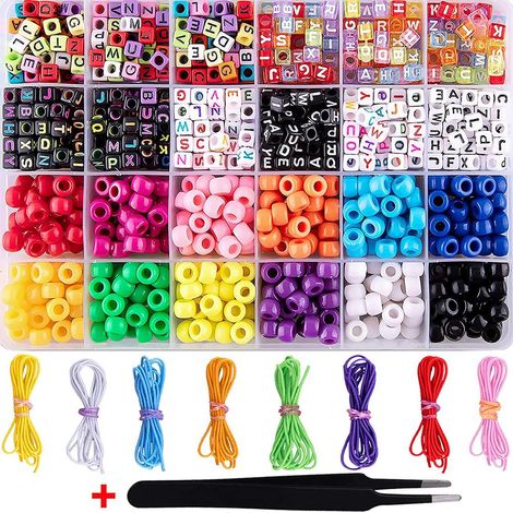Bracelet perles ABC, kit perles pony colorées, bracelet extensible léger, DIY perles enfants (1/5)