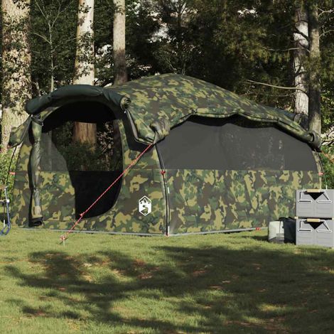 vidaXL Tenda Familiare a Tunnel per 6 Persone Mimetica Resistente all'acqua (1/5)