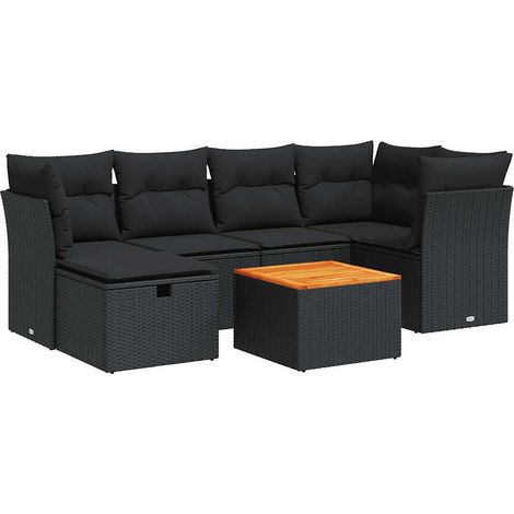 Set Divani da Giardino con Cuscini 7pz Nero Polyrattan vidaXL (1/5)