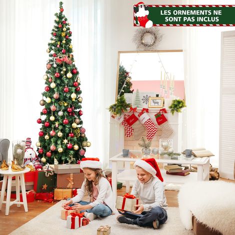 Sapin de Noël Artificiel Mural 210 cm 150 LED Lumières Blanc Chaud 450 Pointes CW54793 (1/2)