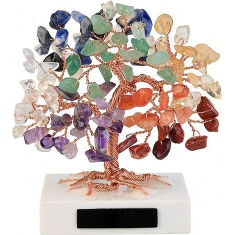 Arbre de Vie en Quartz avec 7 Chakras – Décoration Feng Shui pour Guérison Énergétique – Base en Marbre Noir (1/4)
