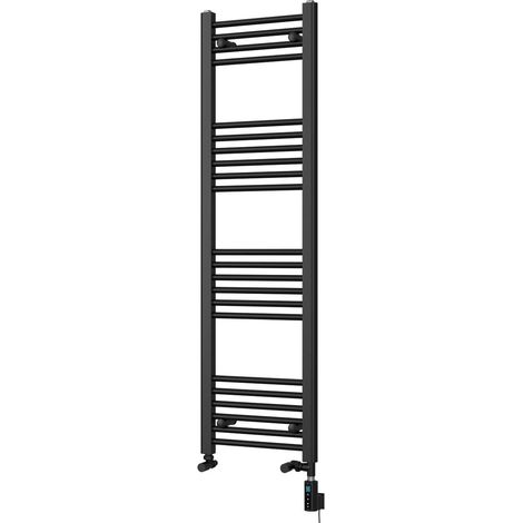 Zennor - Black Dual Fuel Towel Rail H1400mm x W400mm Thermostatic WIFI - Straight (1/3)