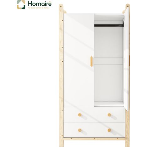 Armoire blanche en bois naturel 90 x 45 x 180 cm HOMAIRE (1/5)
