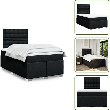 vidaXL Sommier à lattes de lit avec matelas Noir 120x200 cm Tissu (1/5)