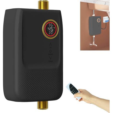 Chauffe-eau électrique instantané 5500W, mini chauffe-eau électrique 220V, affichage LED, convient aux cuisines et salles de bains de camping-cars. (1/5)
