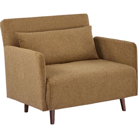 Fauteuil convertible en tissu pieds bois foncé - Bronze - Belushi