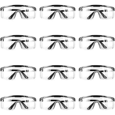 12 Stück Schutzbrillen, Arbeitsschutzbrille, Vollschutz-Schutzbrille, beschlagfreie UV-Schutzbrille für Erwachsene (Männer und Frauen) Transparent (1/5)