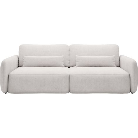 Canapé 3 places convertible en tissu texturé beige VOPOZA (1/4)