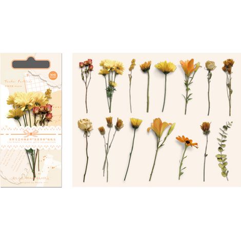 30 autocollants rétro plantes fleurs feuilles orange coucher de soleil, stickers vintage pour ordinateur portable, scrapbooking, journal, planner, cartes (1/5)