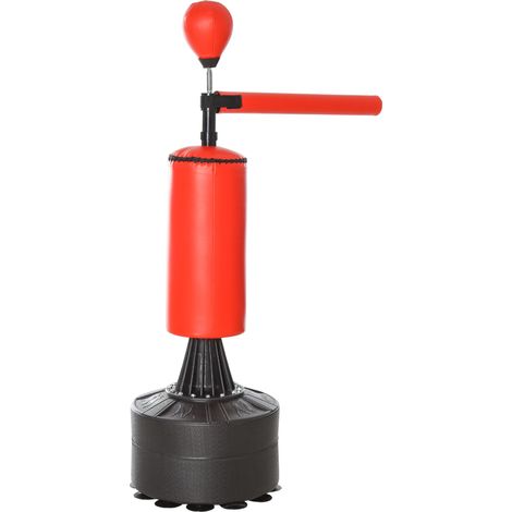 HOMCOM Sacco da Terra ad Altezza Regolabile con Punching Ball Rosso e Nero