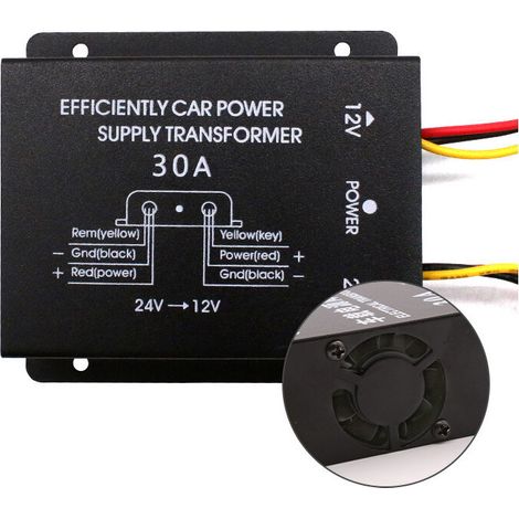 Convertisseur d'alimentation abaisseur 30 A pour voiture 24 V vers 12 V