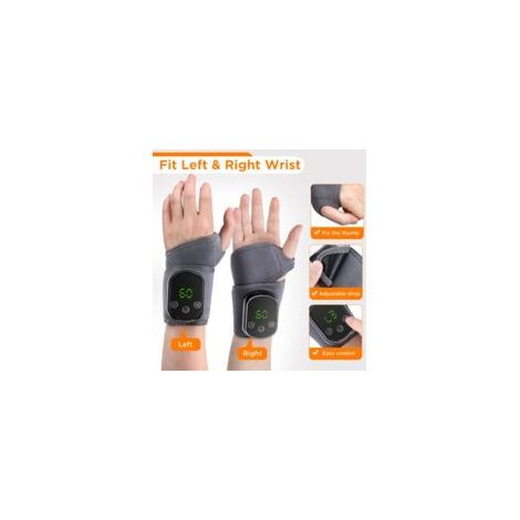 Massaggiatore portatile per polso con funzione di riscaldamento e compressione, 3 livelli di calore/intensità regolabili, display digitale, adatto per il massaggio della mano in caso di sindrome del t
