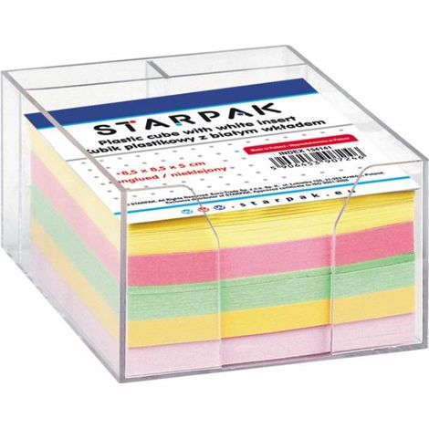 Cubo di plastica con cartoncini colorati, 85x85 mm