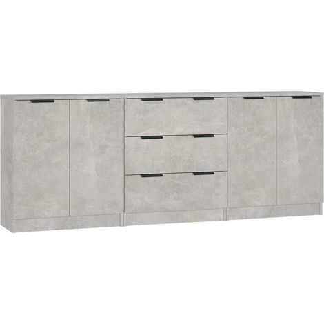 Maison Exclusive - Aparador de 3 piezas madera contrachapada gris (1/5)