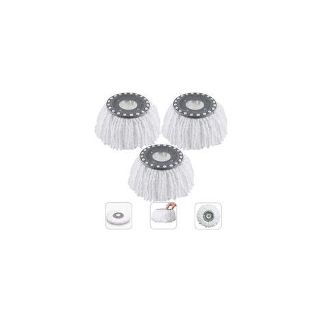 Lot de 3 têtes de vadrouille en microfibre 16 cm – Rotation 360° pour nettoyage sans traces – Compatible avec balais rotatifs