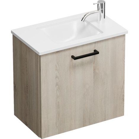 Burg Eqio Mineralguss-WT+WT-Unterschrank Eiche Dekor Flanelle/Alpinweiß GR0234