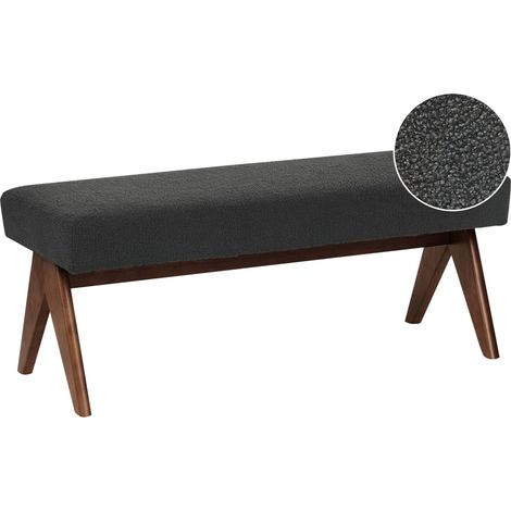 Panca da letto Boucle Panca da corridoio Gambe in legno nero e marrone scuro Tamre